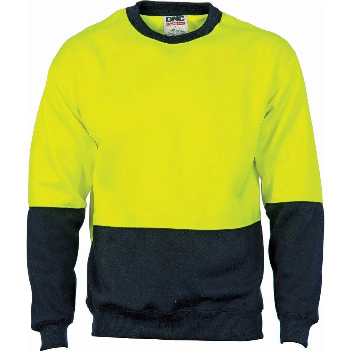 Dnc Workwear Hi-vis Two-tone Fleecy Crew-neck Sweatshirt (Sloppy Joe) - 3821 Metro Workwear.